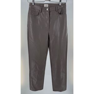 Aritzia Wilfred The Melina Straight Leg Pants grey moonrock vegan leather size 4